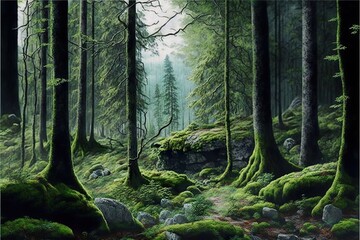 Obraz premium Forest created with Generative AI 