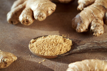 Ginger powder with fresh ginger root