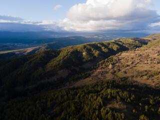 Fototapeta na wymiar Aerial sunset view of Rhodopes mountain, Babyak,Bulgaria