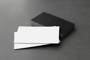Business cards blank. Mockup on black background. Copy space for text.