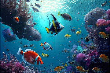 Obraz na płótnie Canvas Underwater world created with Generative AI 