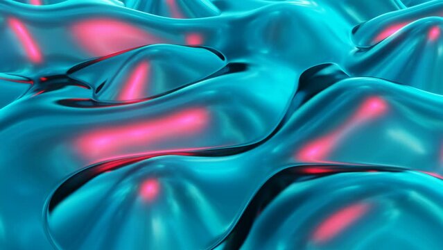 motion graphic 4k Abstract light blue metallic curved wave background 3d render. Design element suitable for backgrounds, banners, covers, wallpapers, posters, canvas