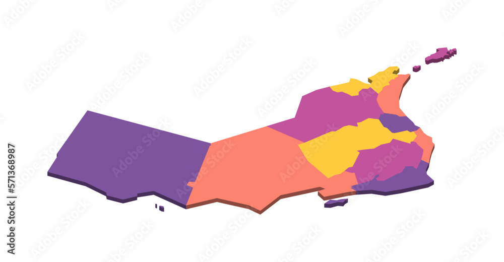 Canvas Prints oman political map of administrative divisions - governorates. isometric 3d blank vector map in four - Canvas Prints
