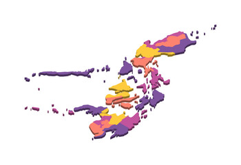 Philippines political map of administrative divisions - regions. Isometric 3D blank vector map in four colors scheme.