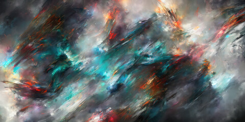 Abstract colorful clouds background. Painting style illustration. Generative AI