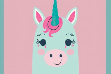 Cute unicorn flat illustration created with Generative AI 