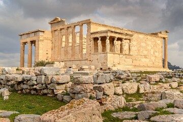 The Erechtheion (Erechtheum), Temple of Athena Polias, an ancient Greek Ionic temple-telesterion on...