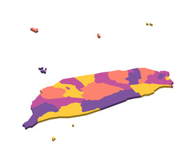 Taiwan political map of administrative divisions - provinces and special municipalities. Isometric 3D blank vector map in four colors scheme. - obrazy, fototapety, plakaty