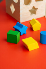 Obraz premium colorful wooden geometric figures for baby
