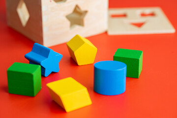 colorful wooden geometric figures for baby
