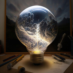 light bulb and globe