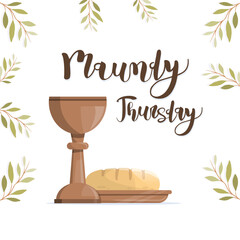 Maundy Thursday banner with chalice and bread - 571372347