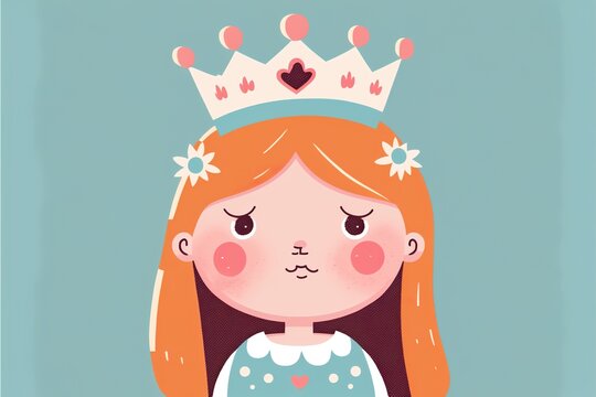 Little queen flat illustration created with Generative AI © Soulmate