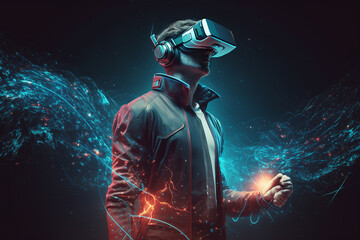 Virtual reality technology vr headset metaverse concept idea. Ai generated