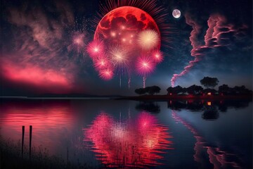 Fototapeta na wymiar Fireworks created with Generative AI 