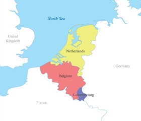 Fototapeta premium map of Benelux with borders of the countries.