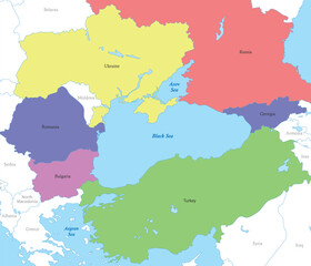 Fototapeta premium map of Black Sea region with borders of the countries.