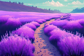 Obraz na płótnie Canvas Lavender fields landscape created with Generative AI 