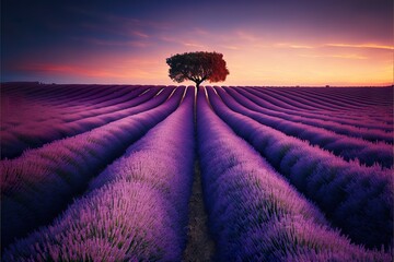 Obraz na płótnie Canvas Lavender fields landscape created with Generative AI 
