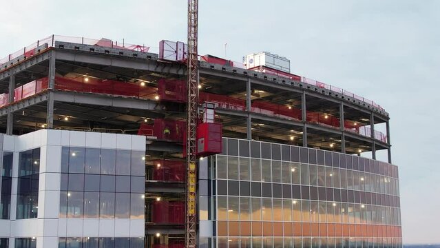Construction Elevator on a Highrise 4K
