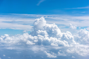 White cumulonimbus in the blue sky