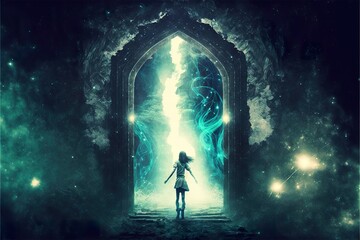 Magic portal (fantastic world) created with Generative AI  - obrazy, fototapety, plakaty