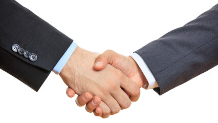 Business people shaking hands isolated on transparent background. PNG