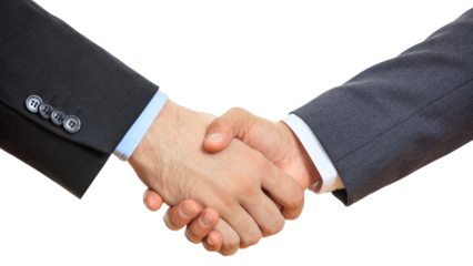 Business people shaking hands isolated on transparent background. PNG