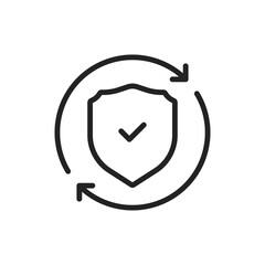shield with arrow and tick like confidence icon