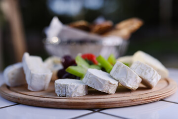 cheese platter, cheeses srving plate, blue cheese and fruits
