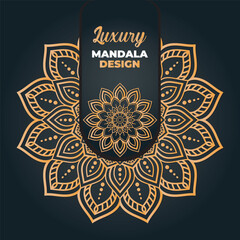 Luxury mandala design and islamic background in golden color