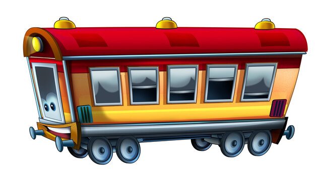 Cartoon city train wagon transportation isolated illustration for children