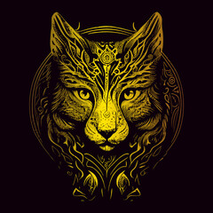 Golden Cat T-shirt Design Vector