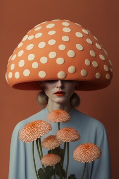 Fashion concept, woman portrait with flowers