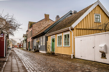 ancient yellow townhouse in Falkenberg