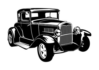 Vintage hot rod car silhouette. Vector. - 571381946