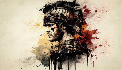 Portrait of a gladiator, legionary soldier. Generative AI