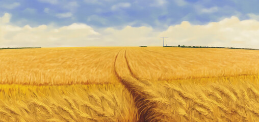 wheat field in a year of good harvest. Generative AI