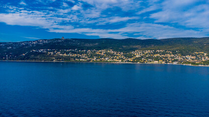 Fototapeta premium Seaside town Trieste from above