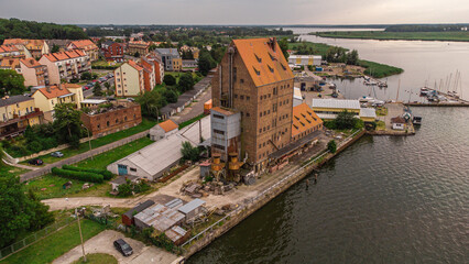 Grain elevator building in Kamien Pomorski, Poland