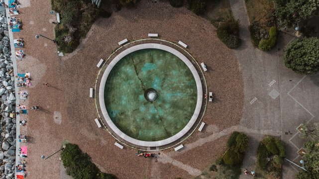 Trieste barcola beach fountain from above