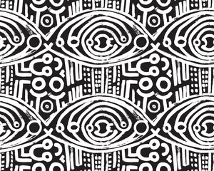 Abstract seamless black and white textile design
