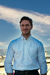 Fototapeta premium One handsome elegant young man in urban setting