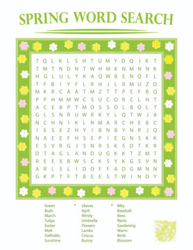 Spring Word Search Puzzle with Solution