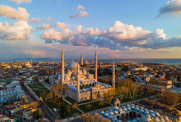 Naklejka premium Suleymaniye Mosque Drone Photo, Fatih Istanbul, Turkey