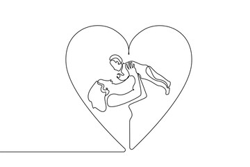 mother baby child together healthy family love heart sign inside line design