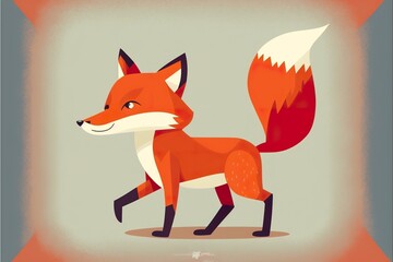 Obraz premium Cute fox flat illustration created with Generative AI 