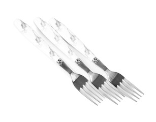 Stylish forks on white background
