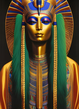 Golden Egyptian Goddess Statue - Generative AI
