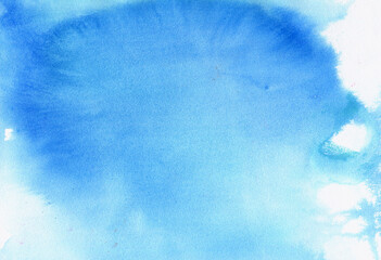 Abstract  blue watercolor background texture, hand painted on paper